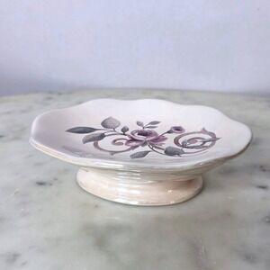 Croscill Chambord Cassis Amethyst Floral Cermc Soap Dish Rose Scalloped Pedestal